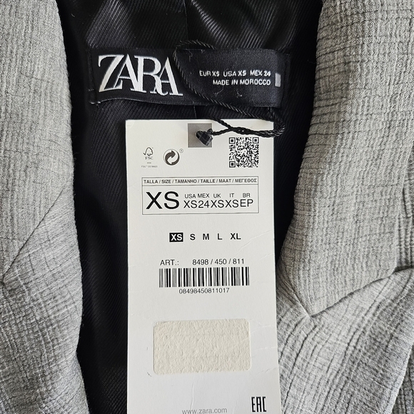 New Zara Double Breasted Textured Weaver Grey Blazer/Jacket Groufit NWT XS - Picture 12 of 15